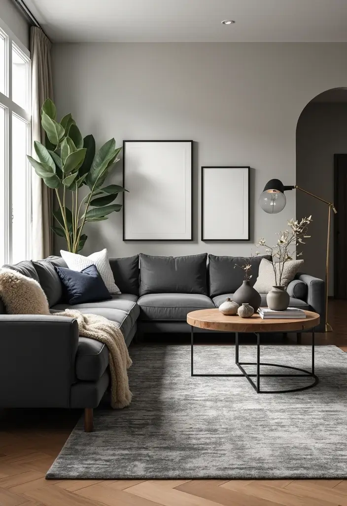 28 Black and Grey Living Room Ideas for Modern Bold and Chic Interiors 11 28 Black and Grey Living Room Ideas for Modern Bold and Chic Interiors - 11. Grounding with Rugs