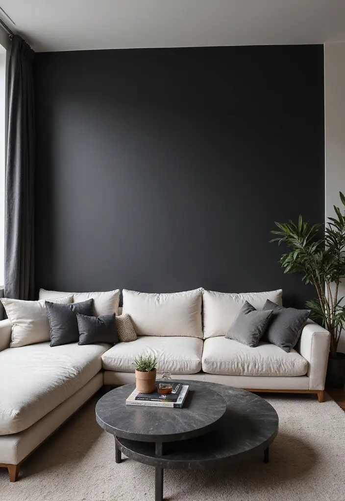 28 Black and Grey Living Room Ideas for Modern Bold and Chic Interiors 15 28 Black and Grey Living Room Ideas for Modern Bold and Chic Interiors - 15. Statement Walls