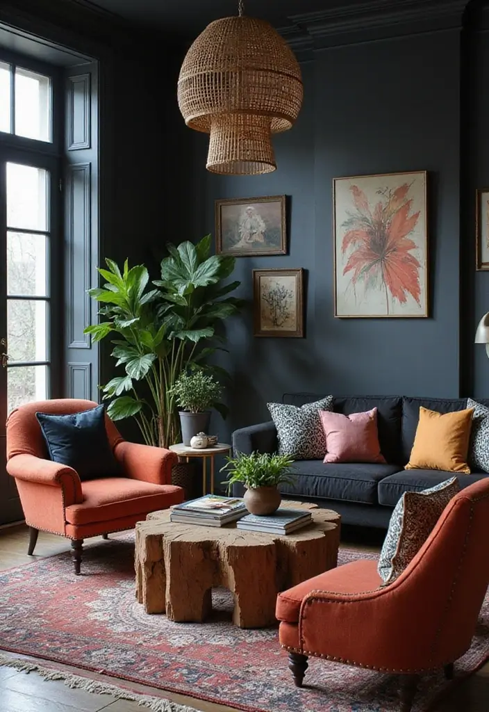 28 Black and Grey Living Room Ideas for Modern Bold and Chic Interiors 18 28 Black and Grey Living Room Ideas for Modern Bold and Chic Interiors - 18. Eclectic Decor