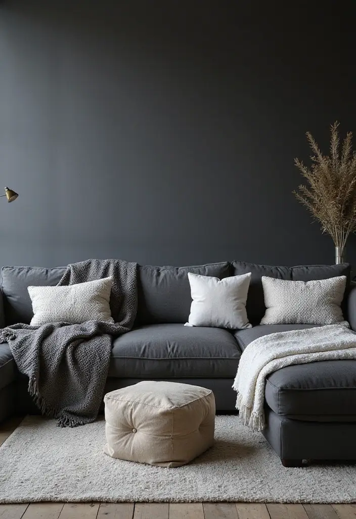 28 Black and Grey Living Room Ideas for Modern Bold and Chic Interiors 19 28 Black and Grey Living Room Ideas for Modern Bold and Chic Interiors - 19. Comfort-First Approach