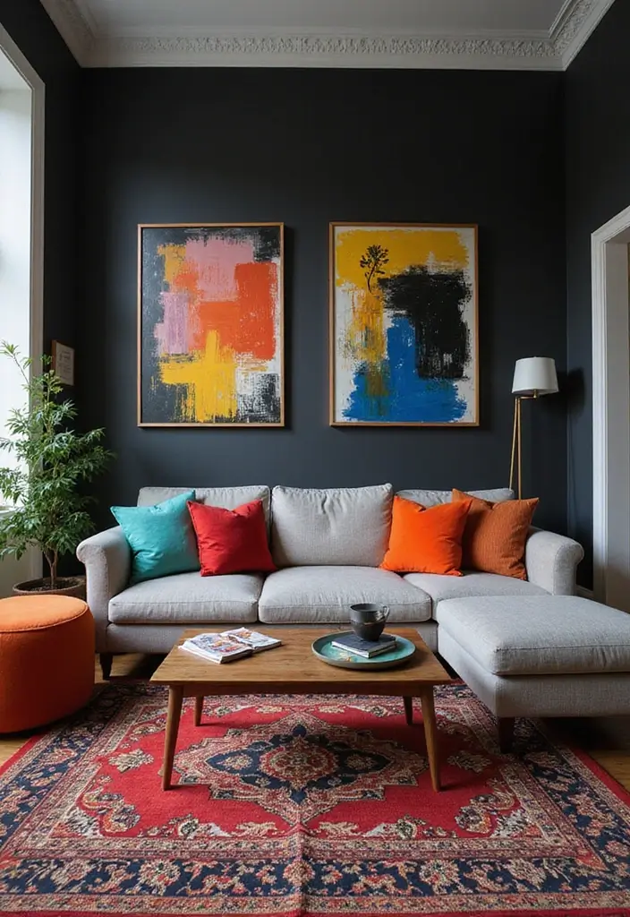 28 Black and Grey Living Room Ideas for Modern Bold and Chic Interiors 2 28 Black and Grey Living Room Ideas for Modern Bold and Chic Interiors - 2. Bold Accents