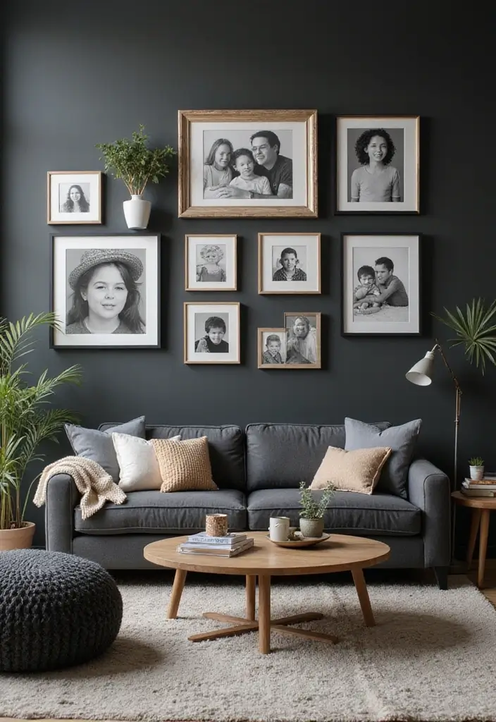 28 Black and Grey Living Room Ideas for Modern Bold and Chic Interiors 24 28 Black and Grey Living Room Ideas for Modern Bold and Chic Interiors - 24. Personal Touches