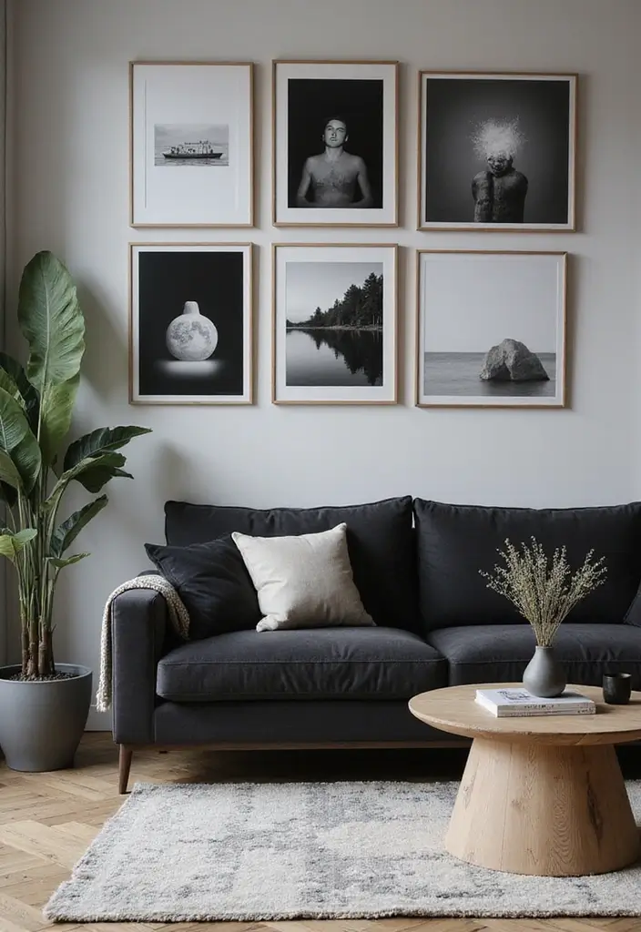 28 Black and Grey Living Room Ideas for Modern Bold and Chic Interiors 27 28 Black and Grey Living Room Ideas for Modern Bold and Chic Interiors - 27. Customized Artwork