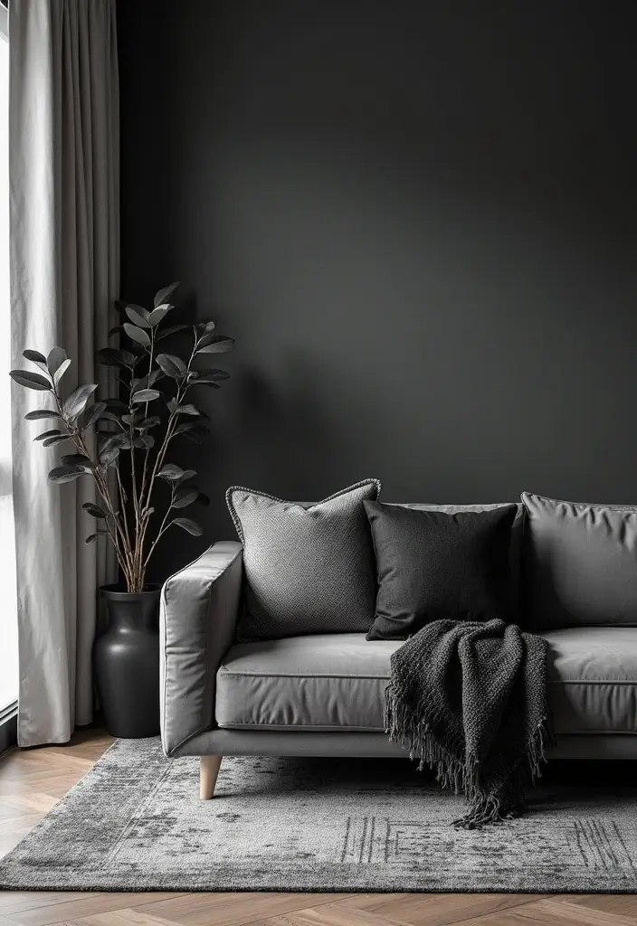 28 Black and Grey Living Room Ideas for Modern Bold and Chic Interiors 3 28 Black and Grey Living Room Ideas for Modern Bold and Chic Interiors - 3. Textured Layers