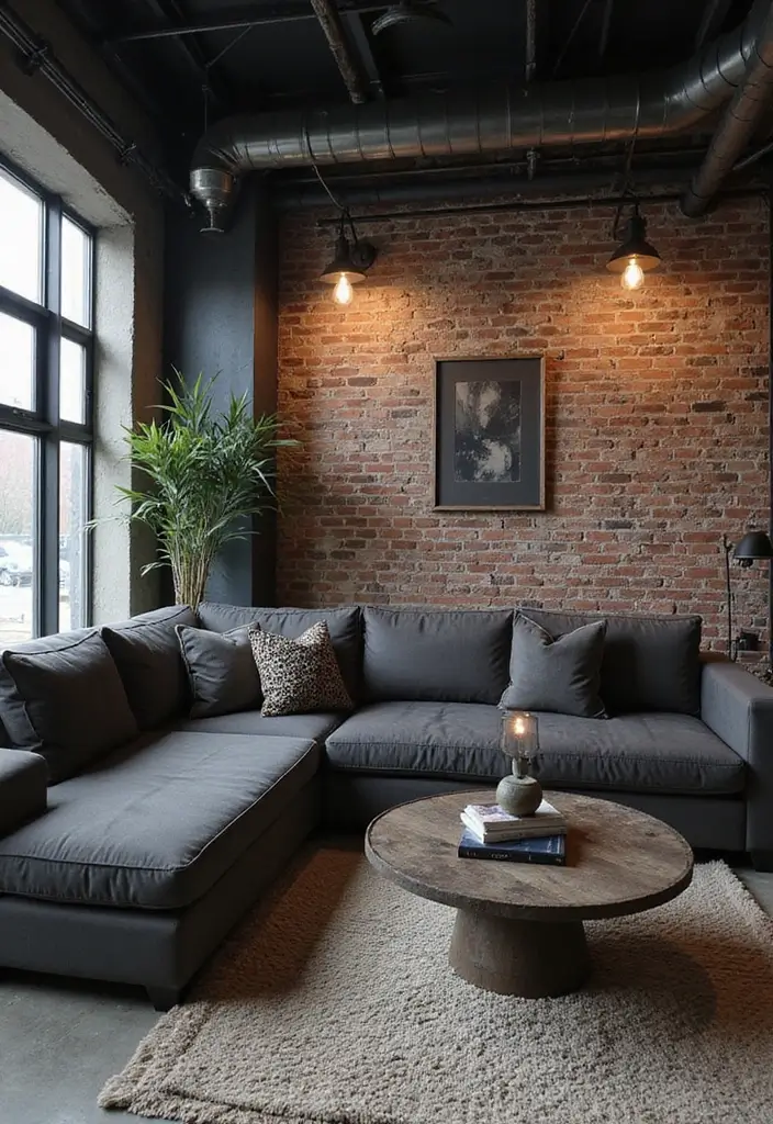 28 Black and Grey Living Room Ideas for Modern Bold and Chic Interiors 5 28 Black and Grey Living Room Ideas for Modern Bold and Chic Interiors - 5. Industrial Edge