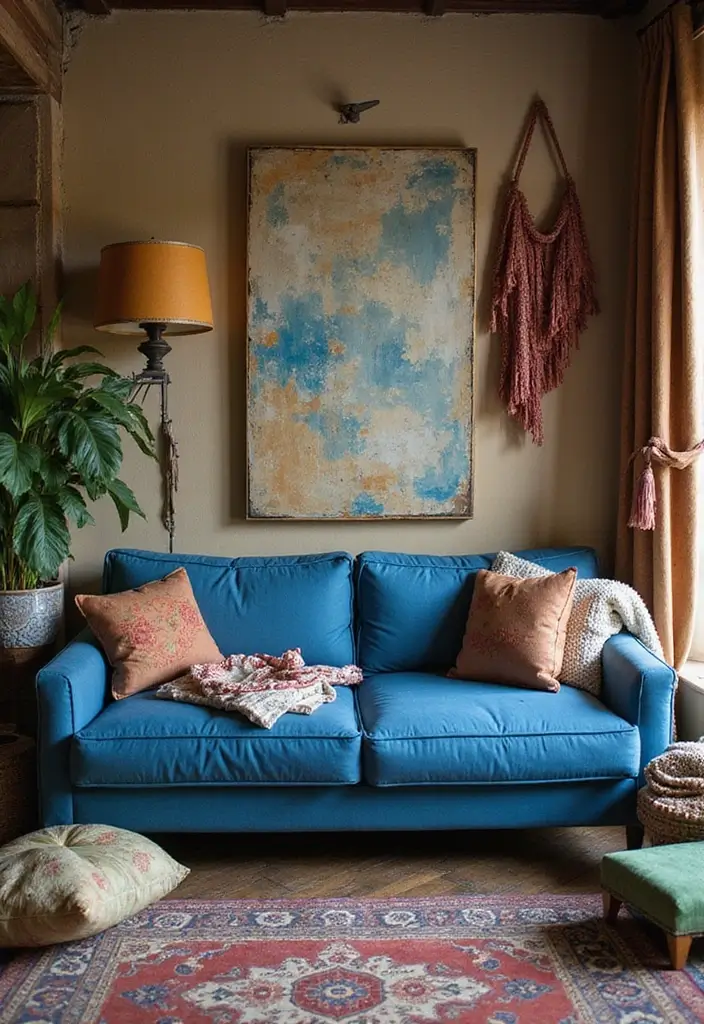 28 Blue Couch Living Room Ideas for Stylish and Modern Home Vibes 15 28 Blue Couch Living Room Ideas for Stylish and Modern Home Vibes - 15. Textured Layers