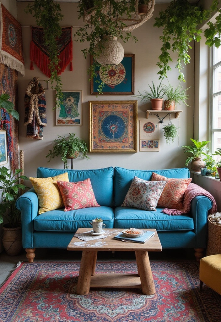 28 Blue Couch Living Room Ideas for Stylish and Modern Home Vibes 2 28 Blue Couch Living Room Ideas for Stylish and Modern Home Vibes - 2. Bohemian Bliss