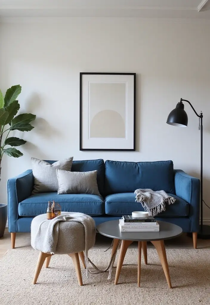 28 Blue Couch Living Room Ideas for Stylish and Modern Home Vibes 20 28 Blue Couch Living Room Ideas for Stylish and Modern Home Vibes - 20. Sophisticated Neutrals