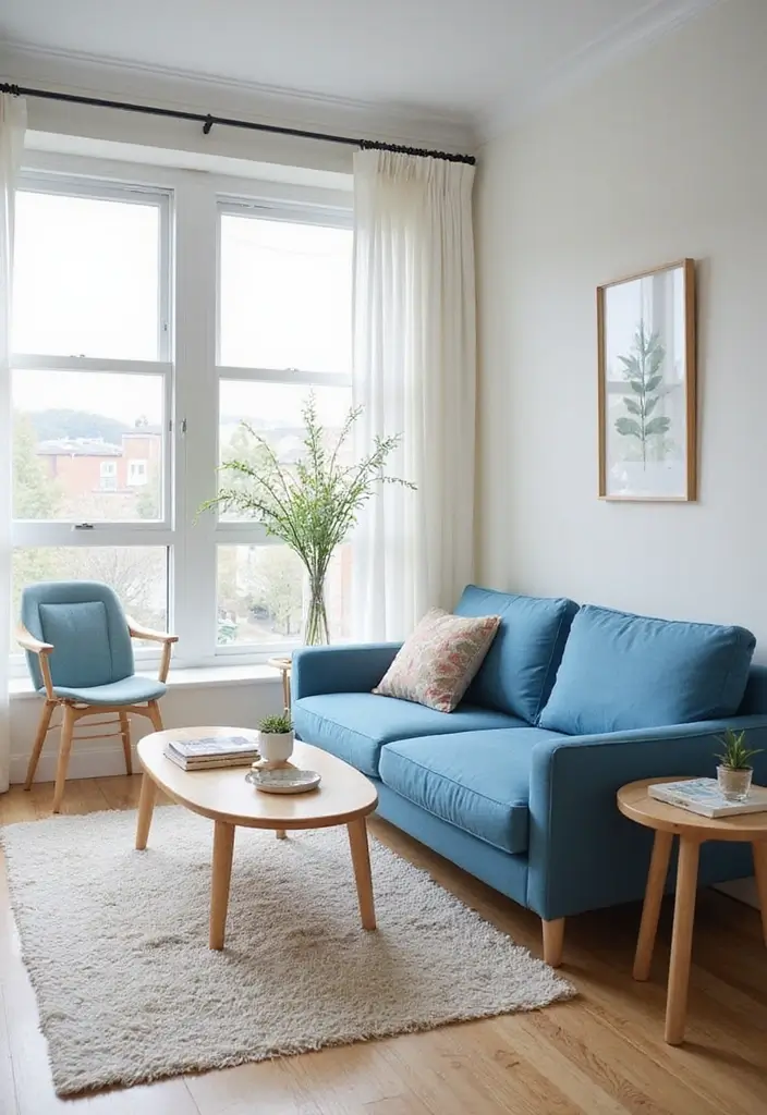 28 Blue Couch Living Room Ideas for Stylish and Modern Home Vibes 22 28 Blue Couch Living Room Ideas for Stylish and Modern Home Vibes - 22. Light and Airy