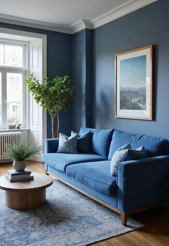 28 Blue Couch Living Room Ideas for Stylish and Modern Home Vibes 24 28 Blue Couch Living Room Ideas for Stylish and Modern Home Vibes - 24. Monochromatic Magic