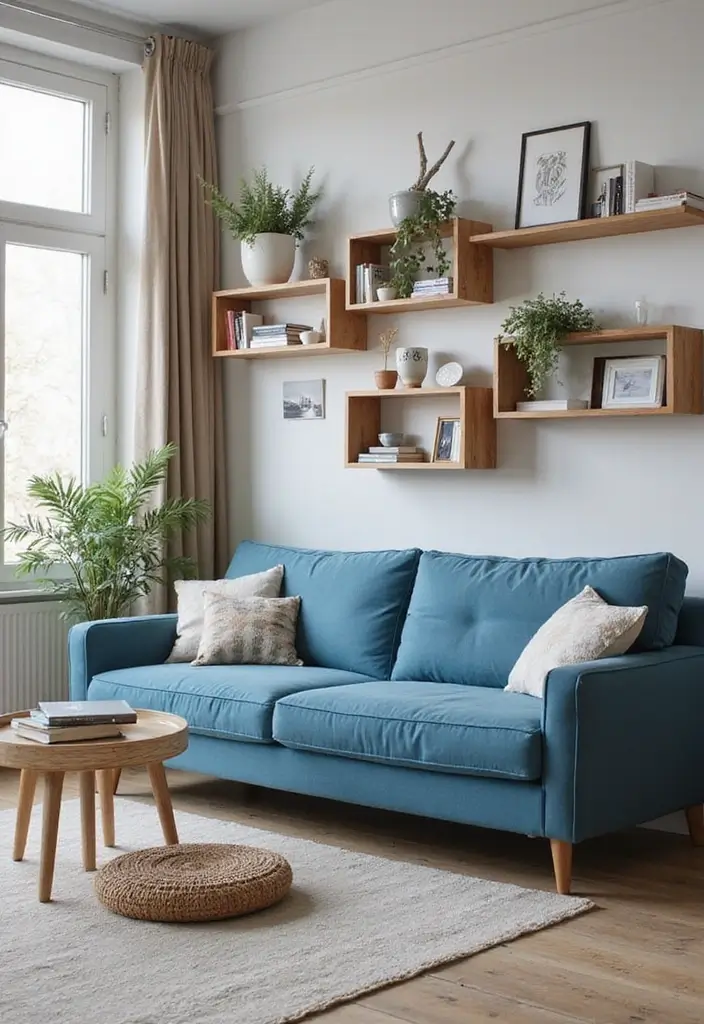 28 Blue Couch Living Room Ideas for Stylish and Modern Home Vibes 27 28 Blue Couch Living Room Ideas for Stylish and Modern Home Vibes - 27. Smart Storage Solutions