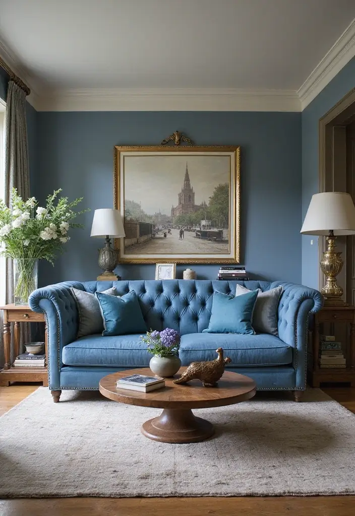 28 Blue Couch Living Room Ideas for Stylish and Modern Home Vibes 28 28 Blue Couch Living Room Ideas for Stylish and Modern Home Vibes - 28. Timeless Classic