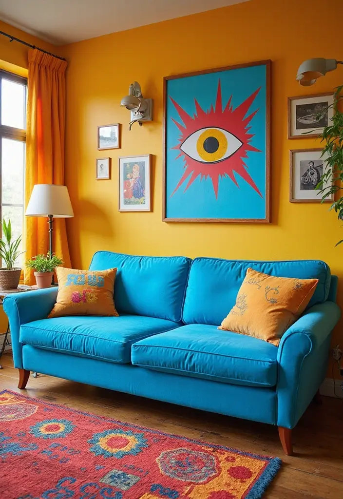 28 Blue Couch Living Room Ideas for Stylish and Modern Home Vibes 6 28 Blue Couch Living Room Ideas for Stylish and Modern Home Vibes - 6. Bright and Bold
