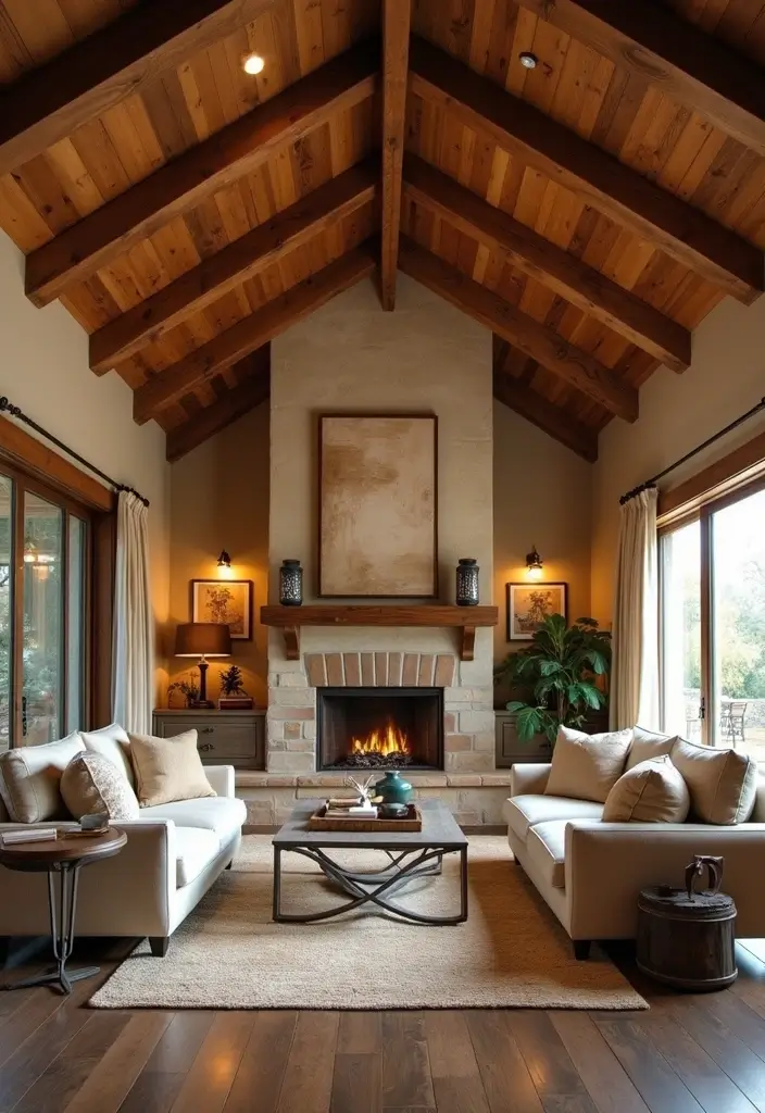 28 Ceiling Design Living Room Ideas That Transform Your Space 1 28 Ceiling Design Living Room Ideas That Transform Your Space - 1. Wood Beams for Rustic Charm