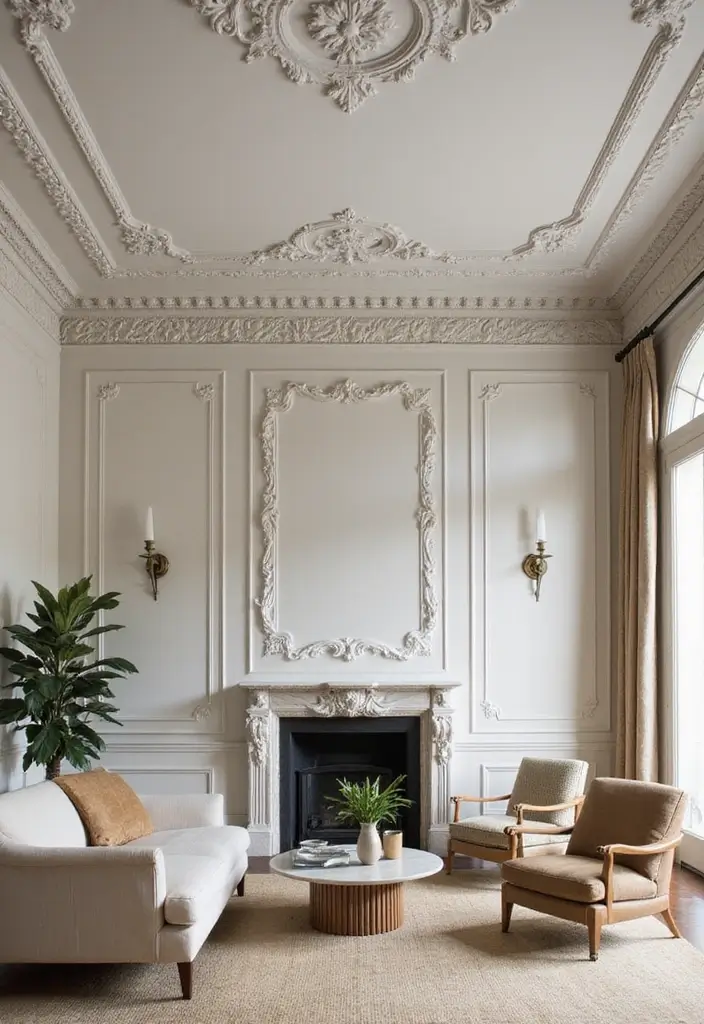 28 Ceiling Design Living Room Ideas That Transform Your Space 11 28 Ceiling Design Living Room Ideas That Transform Your Space - 11. Plaster Designs for a Classic Look