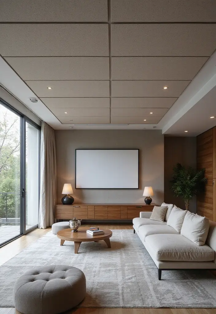 28 Ceiling Design Living Room Ideas That Transform Your Space 17 28 Ceiling Design Living Room Ideas That Transform Your Space - 17. Acoustic Panels for Sound Control