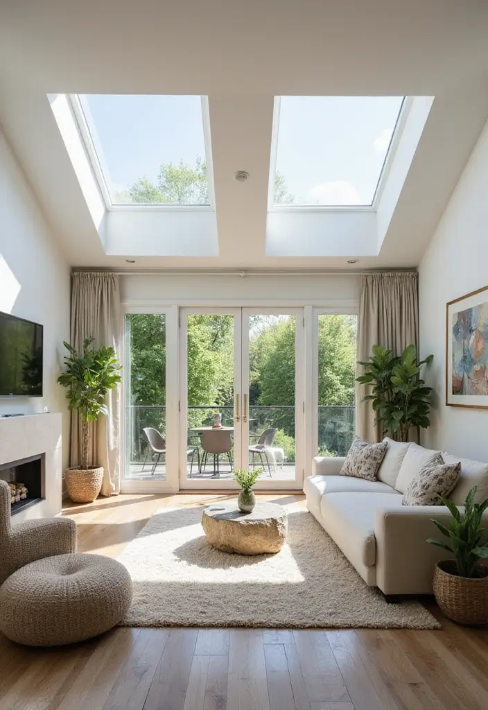 28 Ceiling Design Living Room Ideas That Transform Your Space 9 28 Ceiling Design Living Room Ideas That Transform Your Space - 9. Skylights for Natural Illumination