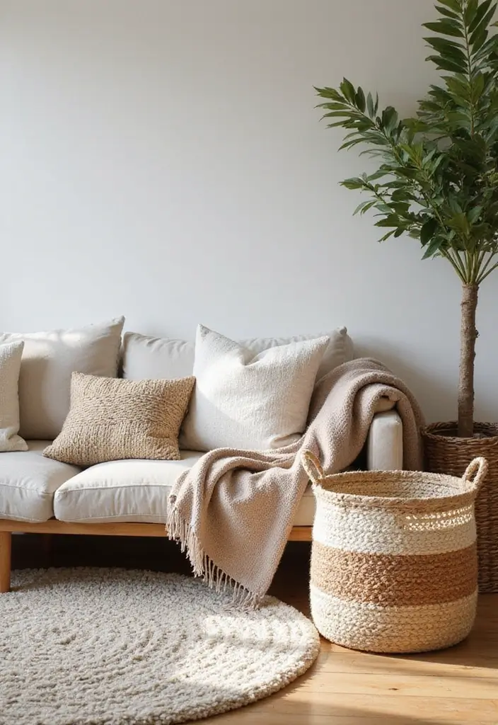 28 Cozy Apartment Living Room Ideas for Small Yet Inviting Spaces - 1. Layered Textures