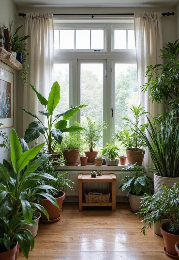 28 Cozy Apartment Living Room Ideas for Small Yet Inviting Spaces - 11. Indoor Plants