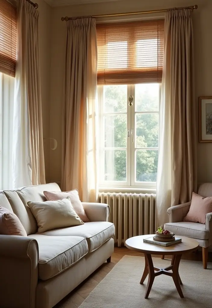 28 Cozy Apartment Living Room Ideas for Small Yet Inviting Spaces - 19. Cozy Window Treatments