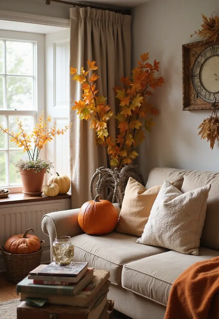 28 Cozy Apartment Living Room Ideas for Small Yet Inviting Spaces - 28. Seasonal Decor Changes