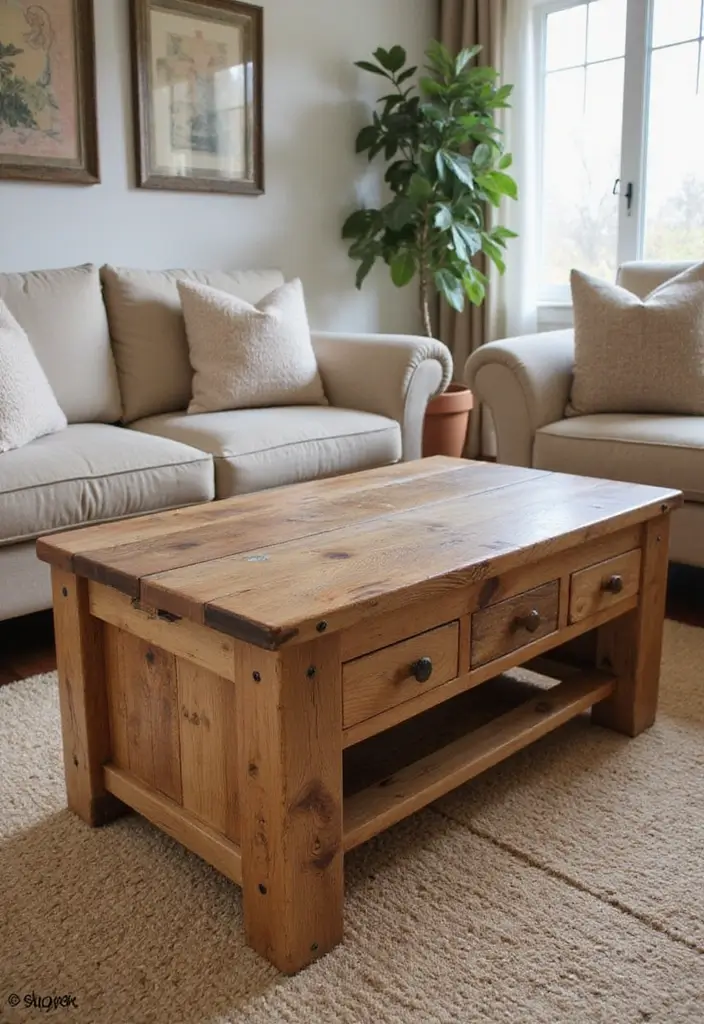 28 Earthy Living Room Designs for Natural Warm and Inviting Interiors 1 28 Earthy Living Room Designs for Natural Warm and Inviting Interiors - 1. Reclaimed Wood Centerpiece