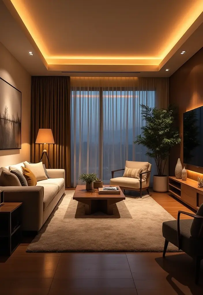 28 Earthy Living Room Designs for Natural Warm and Inviting Interiors 25 28 Earthy Living Room Designs for Natural Warm and Inviting Interiors - 25. Layered Lighting