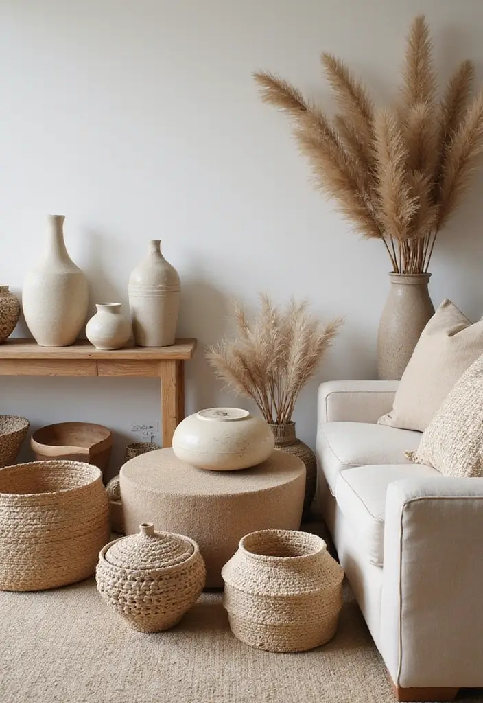 28 Earthy Living Room Designs for Natural Warm and Inviting Interiors 9 28 Earthy Living Room Designs for Natural Warm and Inviting Interiors - 9. Handmade Decor