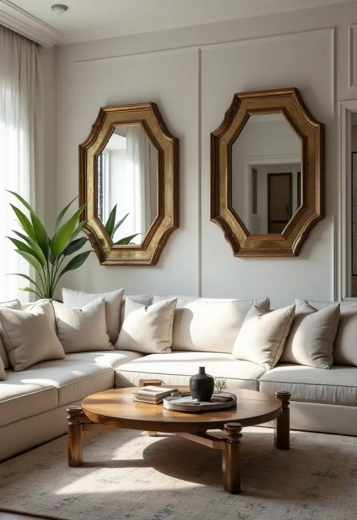 28 Formal Living Room Ideas for Elegant and Sophisticated Gathering Spaces 13 28 Formal Living Room Ideas for Elegant and Sophisticated Gathering Spaces - 13. Mirrors as Decor