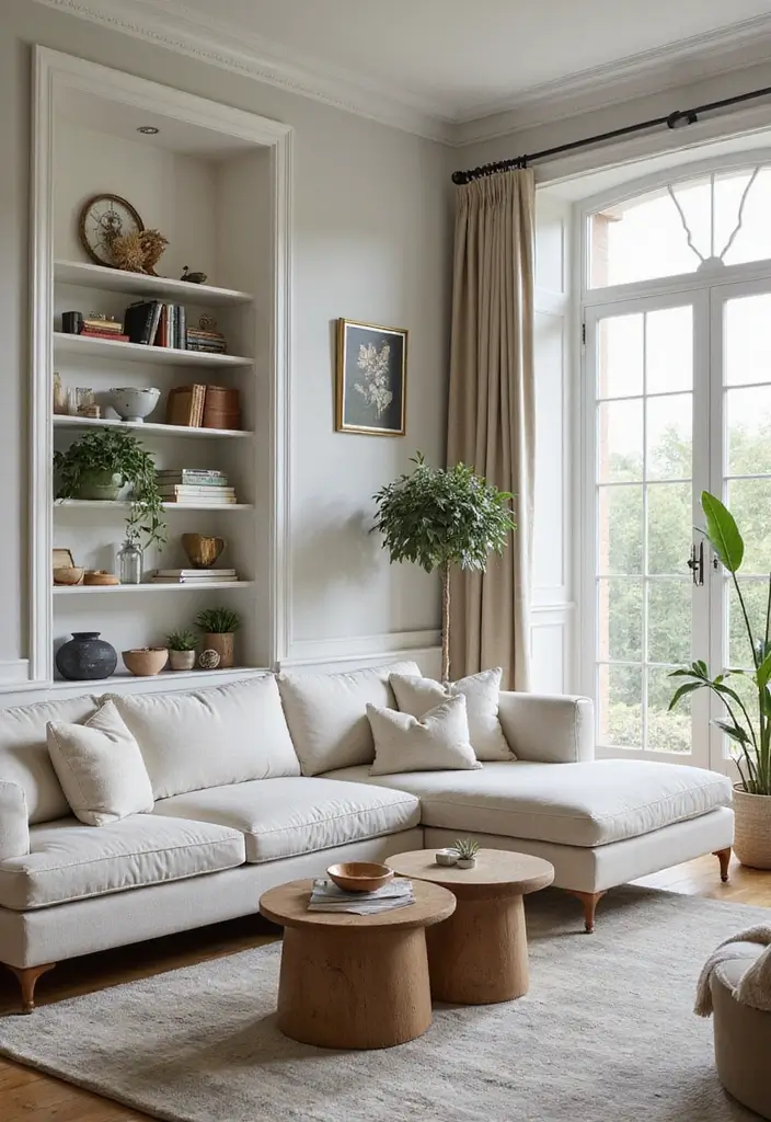 28 Formal Living Room Ideas for Elegant and Sophisticated Gathering Spaces 22 28 Formal Living Room Ideas for Elegant and Sophisticated Gathering Spaces - 22. Open Shelving Displays