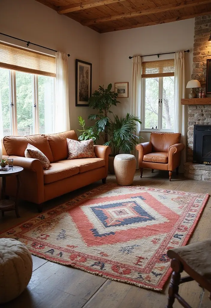 28 Living Room Carpet Ideas That Add Comfort and Design to Any Space - 22. Southwestern Rugs