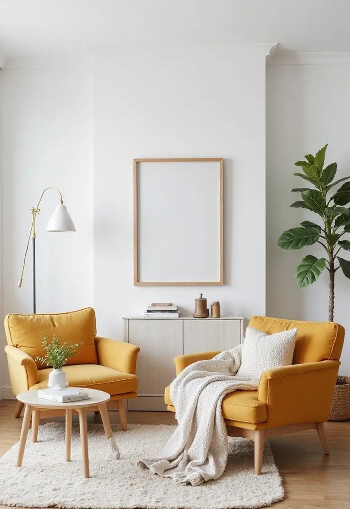 28 Living Room Wall Painting Ideas That Refresh and Transform Interiors 13 28 Living Room Wall Painting Ideas That Refresh and Transform Interiors - 13. Minimalistic White Walls with Accents