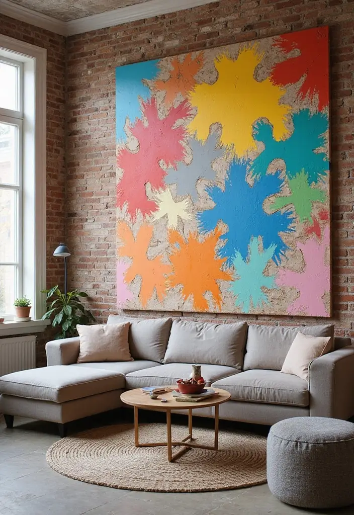 28 Living Room Wall Painting Ideas That Refresh and Transform Interiors 15 28 Living Room Wall Painting Ideas That Refresh and Transform Interiors - 15. Patchwork Wall Art