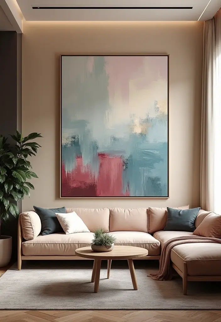 28 Living Room Wall Painting Ideas That Refresh and Transform Interiors 16 28 Living Room Wall Painting Ideas That Refresh and Transform Interiors - 16. Artistic Brush Strokes