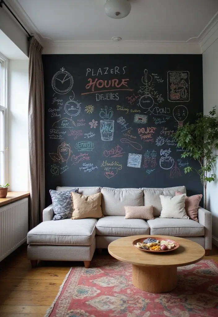 28 Living Room Wall Painting Ideas That Refresh and Transform Interiors 17 28 Living Room Wall Painting Ideas That Refresh and Transform Interiors - 17. Chalkboard Walls