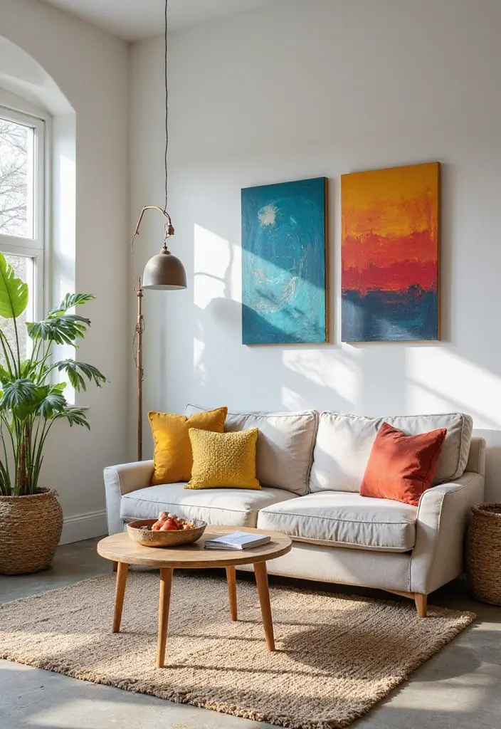 28 Living Room Wall Painting Ideas That Refresh and Transform Interiors 21 28 Living Room Wall Painting Ideas That Refresh and Transform Interiors - 21. Upcycled Canvas Art