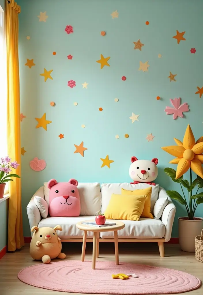 28 Living Room Wall Painting Ideas That Refresh and Transform Interiors 25 28 Living Room Wall Painting Ideas That Refresh and Transform Interiors - 25. Whimsical Children’s Wall