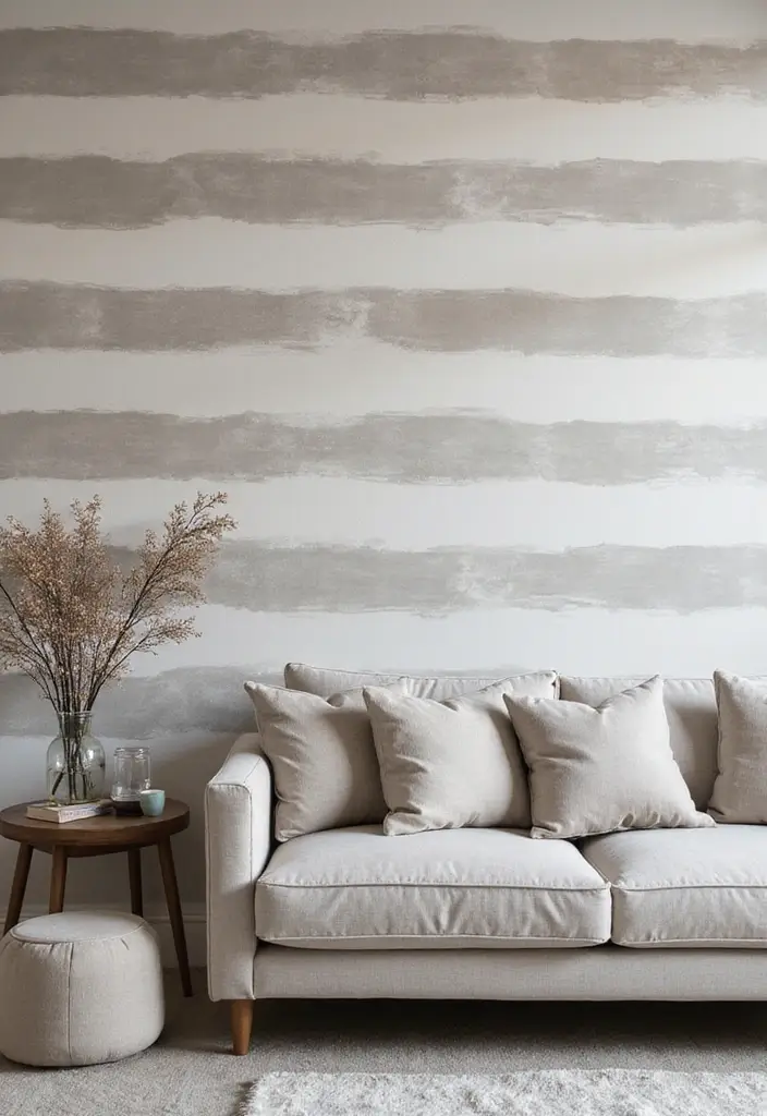 28 Living Room Wall Painting Ideas That Refresh and Transform Interiors 26 28 Living Room Wall Painting Ideas That Refresh and Transform Interiors - 26. Subtle Textured Stripes