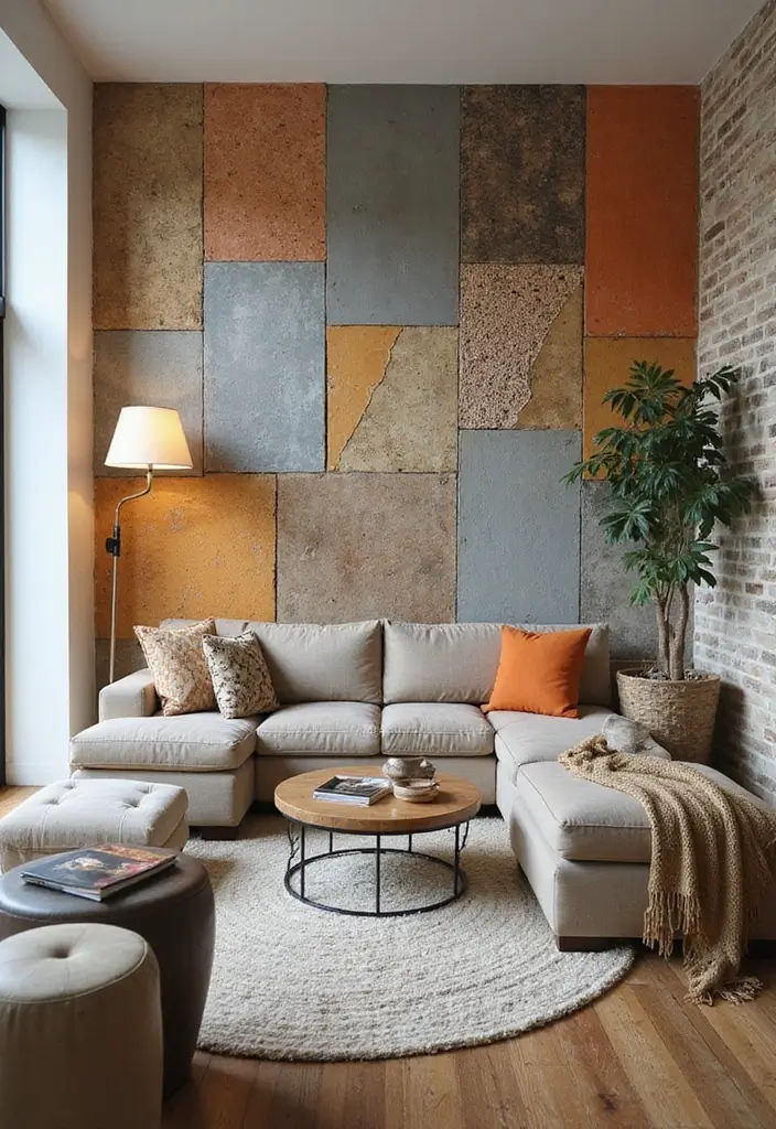 28 Living Room Wall Painting Ideas That Refresh and Transform Interiors 3 28 Living Room Wall Painting Ideas That Refresh and Transform Interiors - 3. Accent Wall with Upcycled Materials