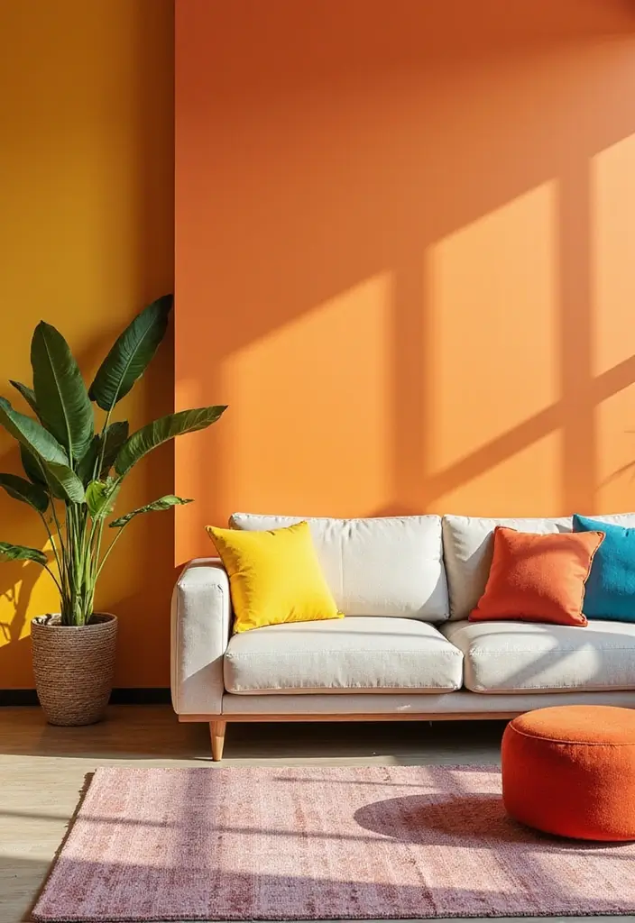 28 Living Room Wall Painting Ideas That Refresh and Transform Interiors 8 28 Living Room Wall Painting Ideas That Refresh and Transform Interiors - 8. Bright and Bold Splashes