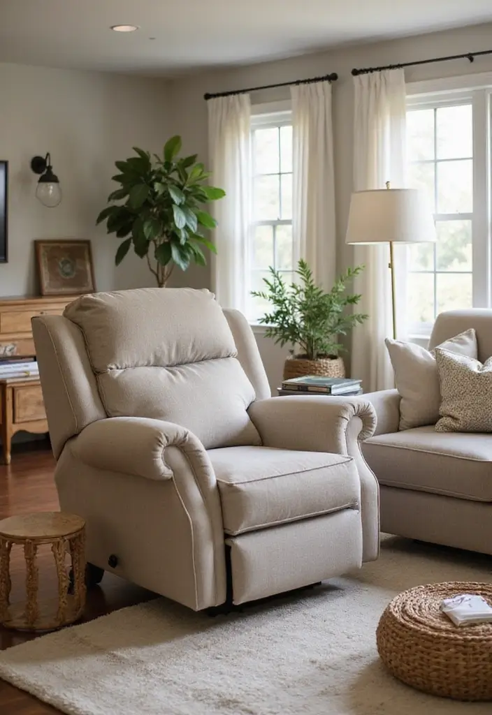 28 Recliners in Living Room Ideas for Comfort and Style in Every Home 13 28 Recliners in Living Room Ideas for Comfort and Style in Every Home - 13. Family-Friendly Fabrics