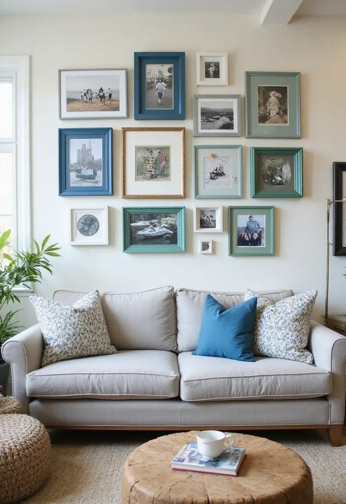 29 Blue and Green Living Room Ideas That Blend Freshness and Style 16 29 Blue and Green Living Room Ideas That Blend Freshness and Style - 16. Personalized Decor