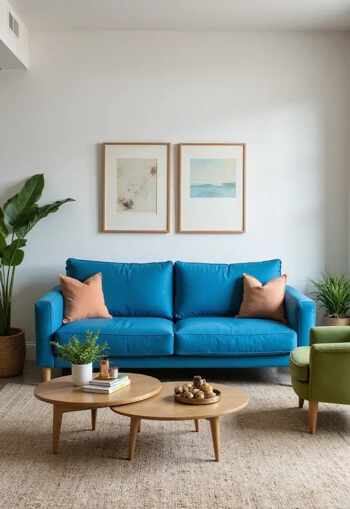 29 Blue and Green Living Room Ideas That Blend Freshness and Style 17 29 Blue and Green Living Room Ideas That Blend Freshness and Style - 17. Statement Furniture