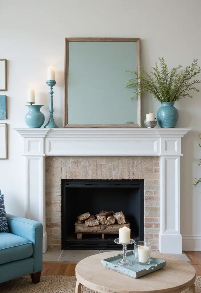 29 Blue and Green Living Room Ideas That Blend Freshness and Style 23 29 Blue and Green Living Room Ideas That Blend Freshness and Style - 23. Indoor Fireplaces