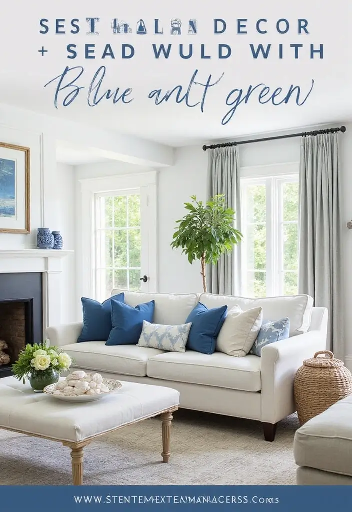 29 Blue and Green Living Room Ideas That Blend Freshness and Style 28 29 Blue and Green Living Room Ideas That Blend Freshness and Style - 28. Seasonal Decor Swaps