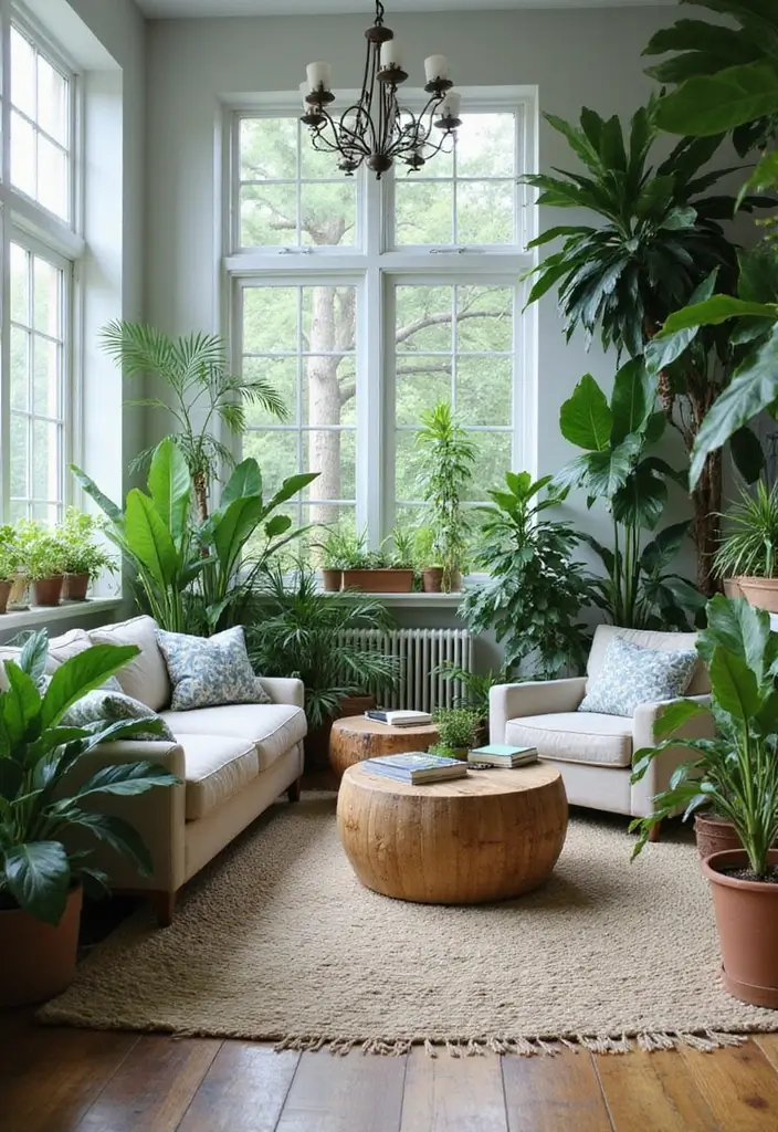 29 Blue and Green Living Room Ideas That Blend Freshness and Style 6 29 Blue and Green Living Room Ideas That Blend Freshness and Style - 6. Nature-Inspired Accents