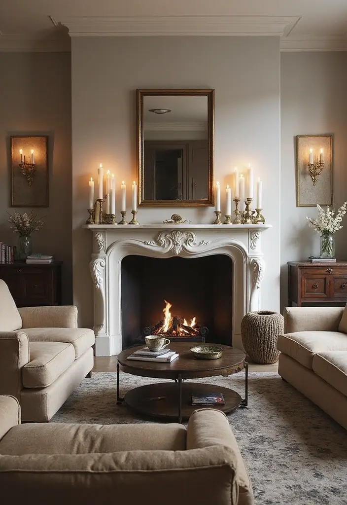 29 Cosy Living Room Ideas That Make Every Home Feel Warm and Inviting - 12. Go for a Sophisticated Fireplace