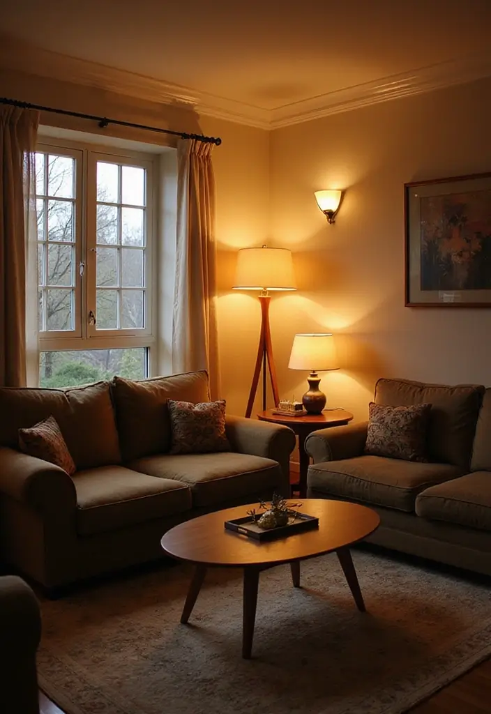 29 Cosy Living Room Ideas That Make Every Home Feel Warm and Inviting - 15. Layer Your Lighting