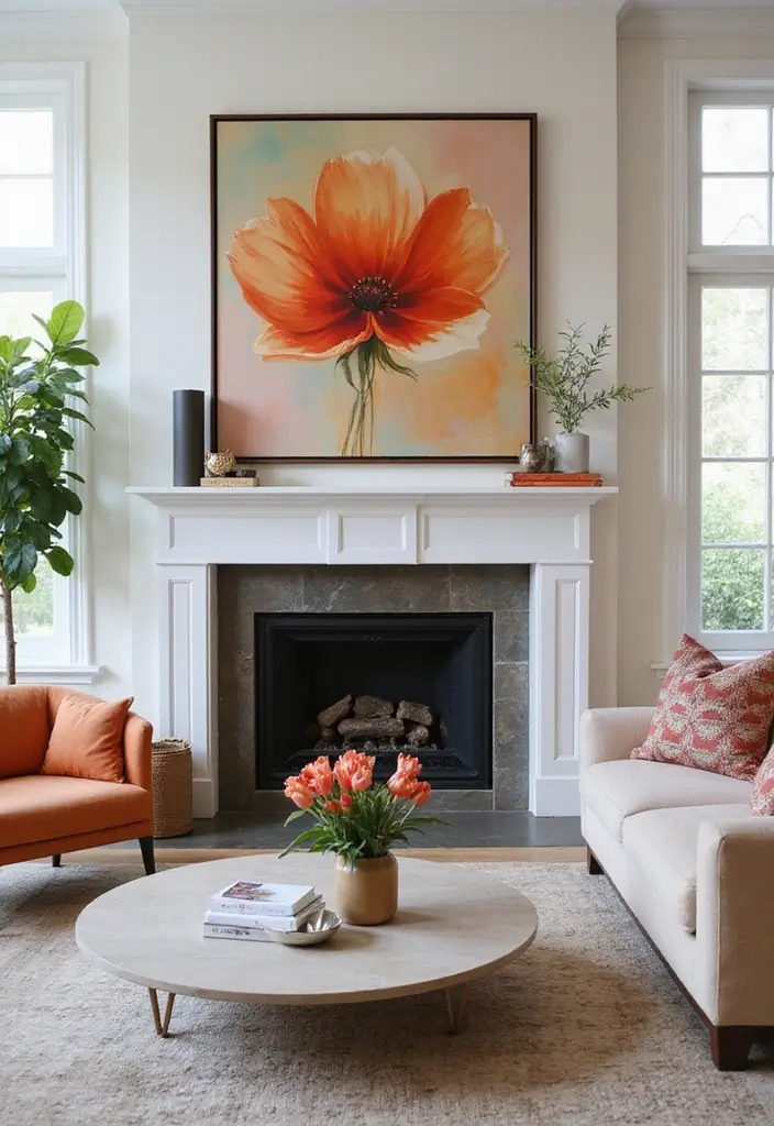 29 Cosy Living Room Ideas That Make Every Home Feel Warm and Inviting - 9. Feature a Statement Piece