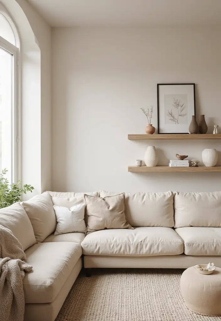 29 Cream Living Room Ideas That Elevate Soft Modern and Elegant Spaces 11 29 Cream Living Room Ideas That Elevate Soft Modern and Elegant Spaces - 11. Soft Modern Accent Walls